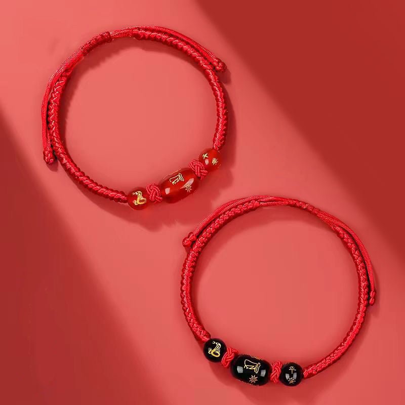 Chinese Zodiac Feng Shui Red String Lucky Bracelet - Tai Sui Amulet