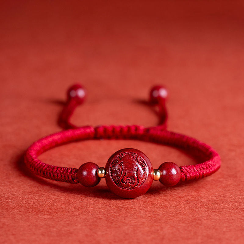 Chinese Zodiac Cinnabar Red String Lucky Bracelet - Tai Sui Amulet