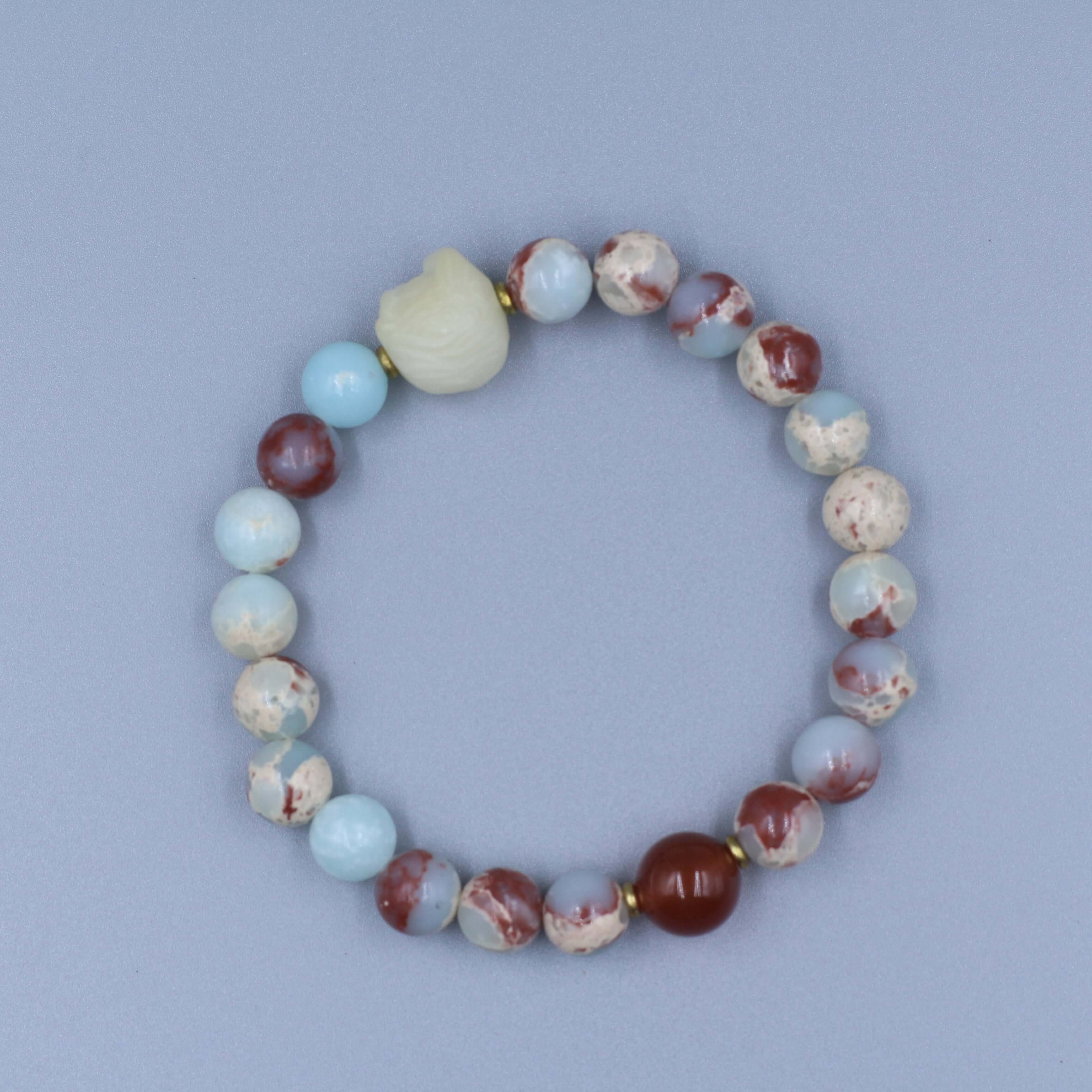 ShouShan Stone Bracelet - Dancing Lion Red Agate Bracelet For Harmony And Protection