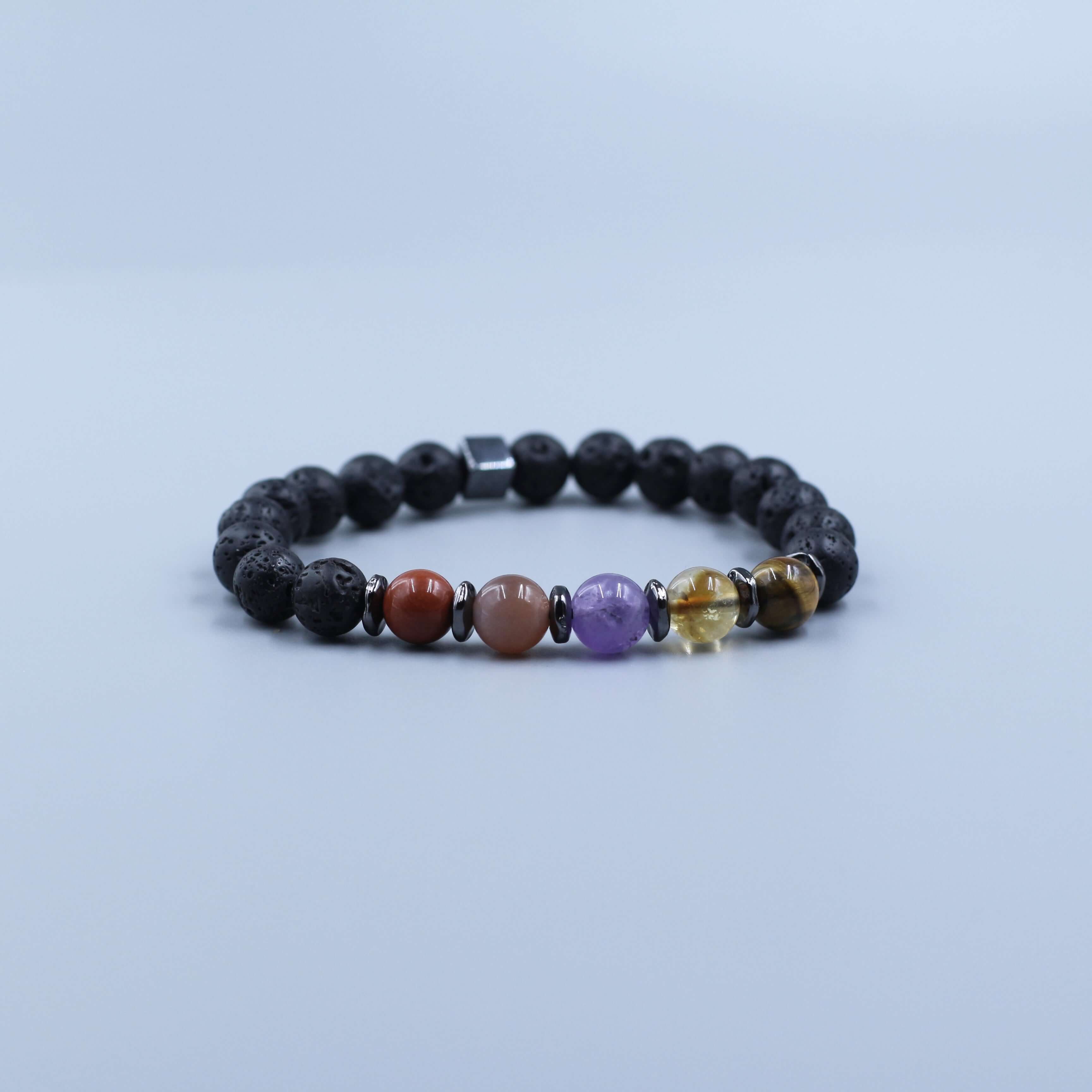 Twelve Constellation Guardian Crystal Bracelet featuring black beads and multicolored crystals for astrological protection and cosmic energy.