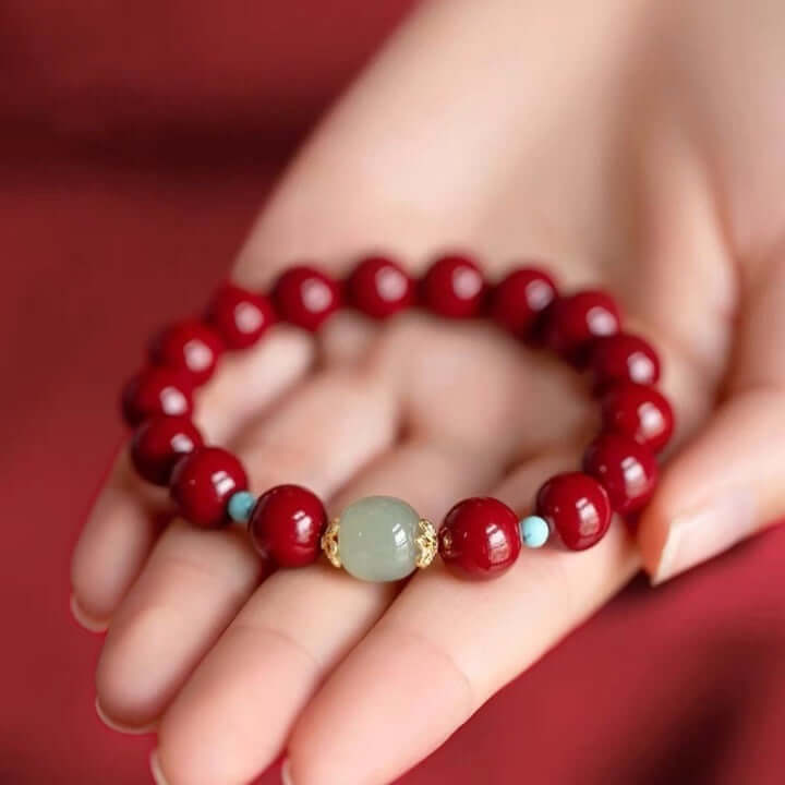 Cinnabar Nephrite Jade Bracelet - Enhance Your Energy