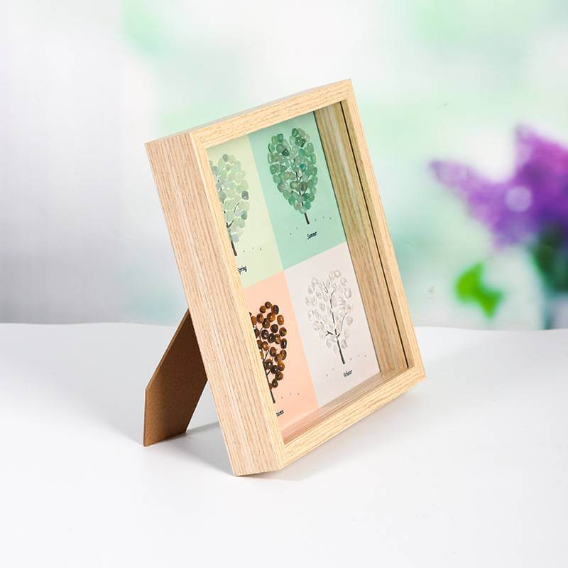 Four Seasons Tree Crystal Decorative Picture Frame with natural crystal stones representing spring, summer, autumn, and winter