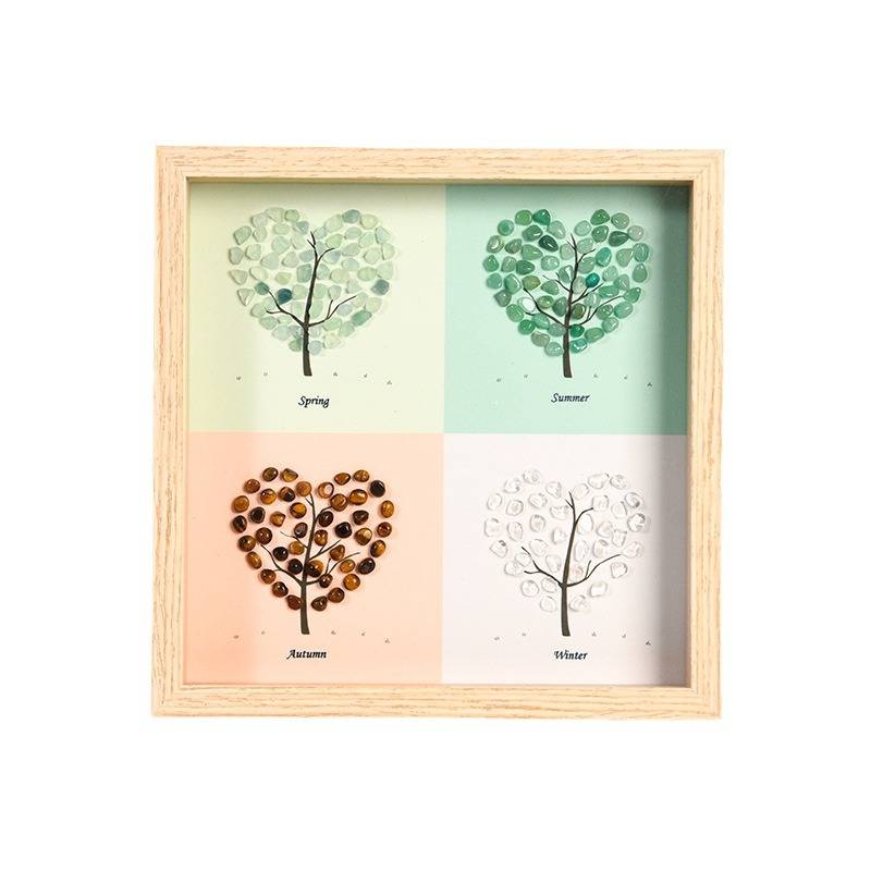 Four Seasons Tree Crystal Decorative Picture Frame showcasing crystal-studded trees representing spring, summer, autumn, and winter in one cohesive design.