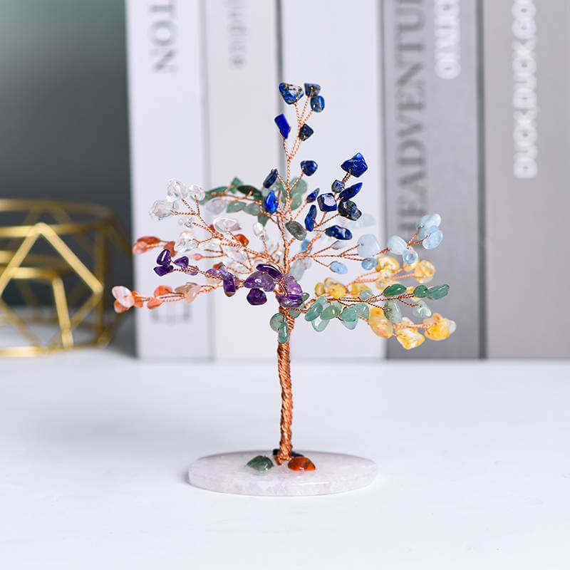 Feng Shui Crystal Tree of Life with colorful natural crystals, symbolizing growth and energy. Perfect decor item.