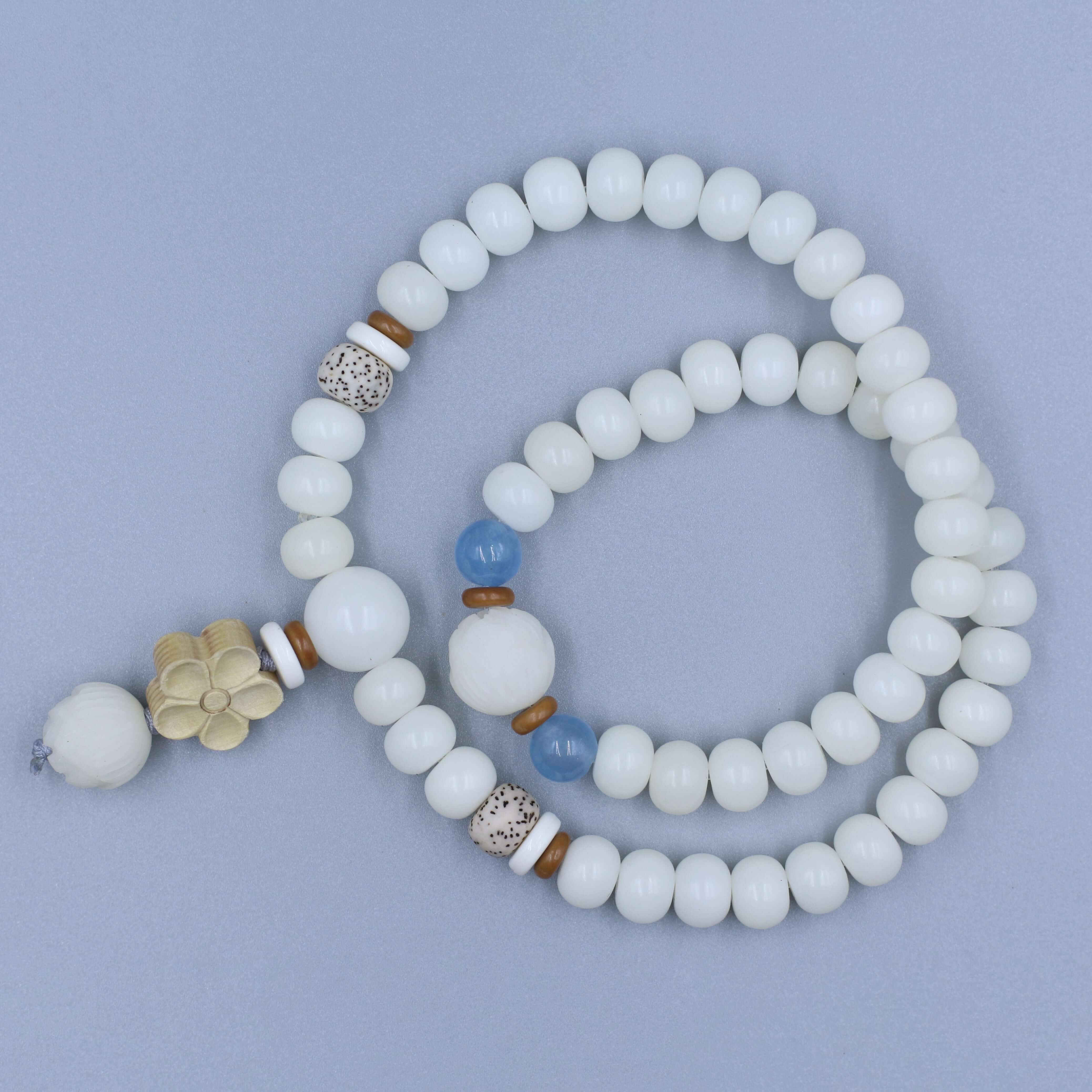 White Bodhi Double-Circle Lotus Bracelet-Health & Wisdom