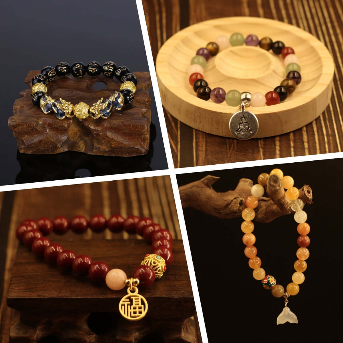 Spiritual gemstone bracelets assortment from Selected Mystery Box - Spiritual Gift collection on display.