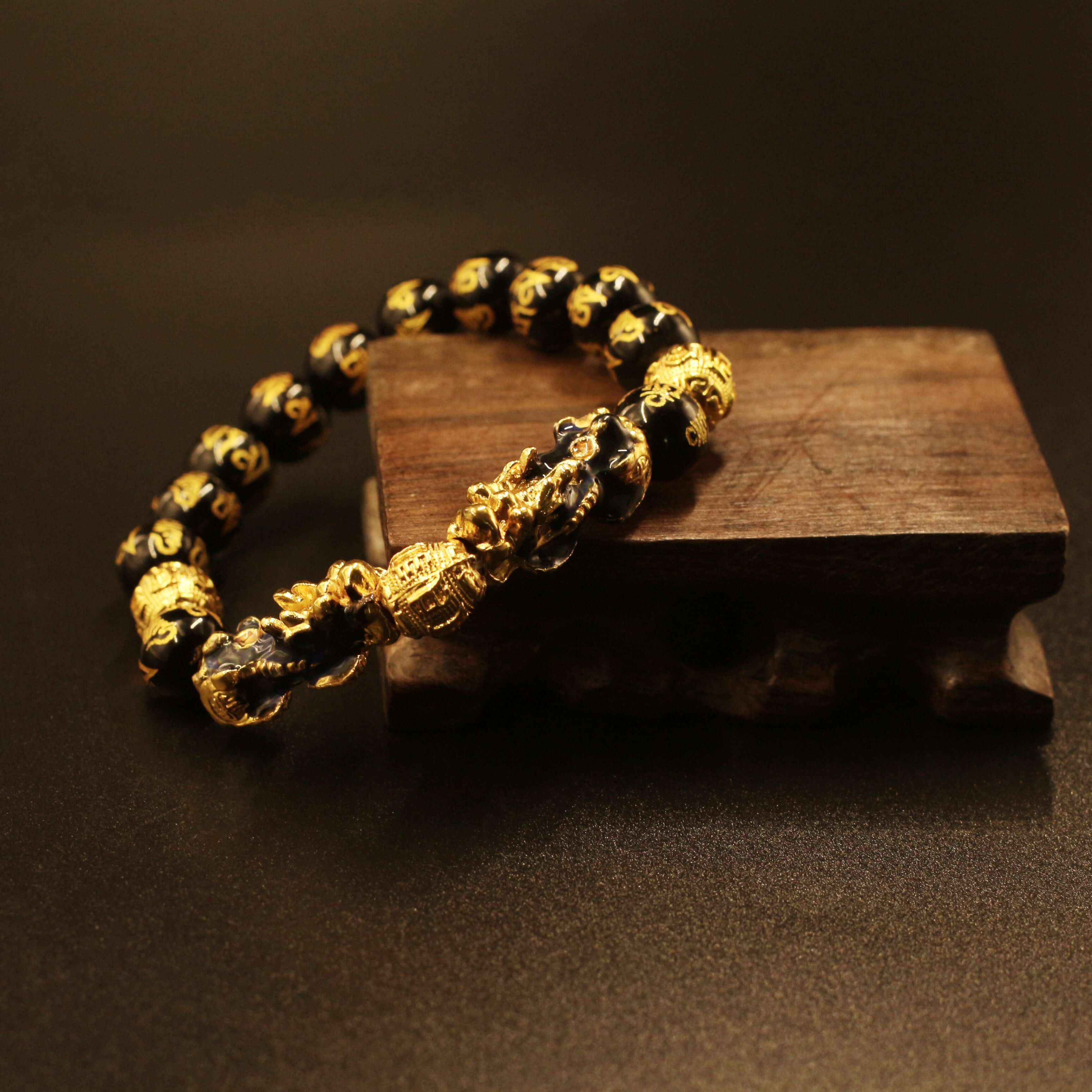 Feng Shui Pixiu Bracelet Black Obsidian For Wealth