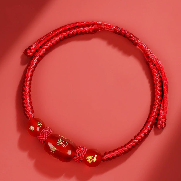 Chinese Zodiac Feng Shui Red String Lucky Bracelet - Tai Sui Amulet