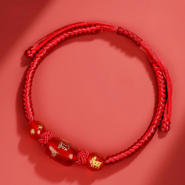 Chinese Zodiac Feng Shui Red String Lucky Bracelet - Tai Sui Amulet