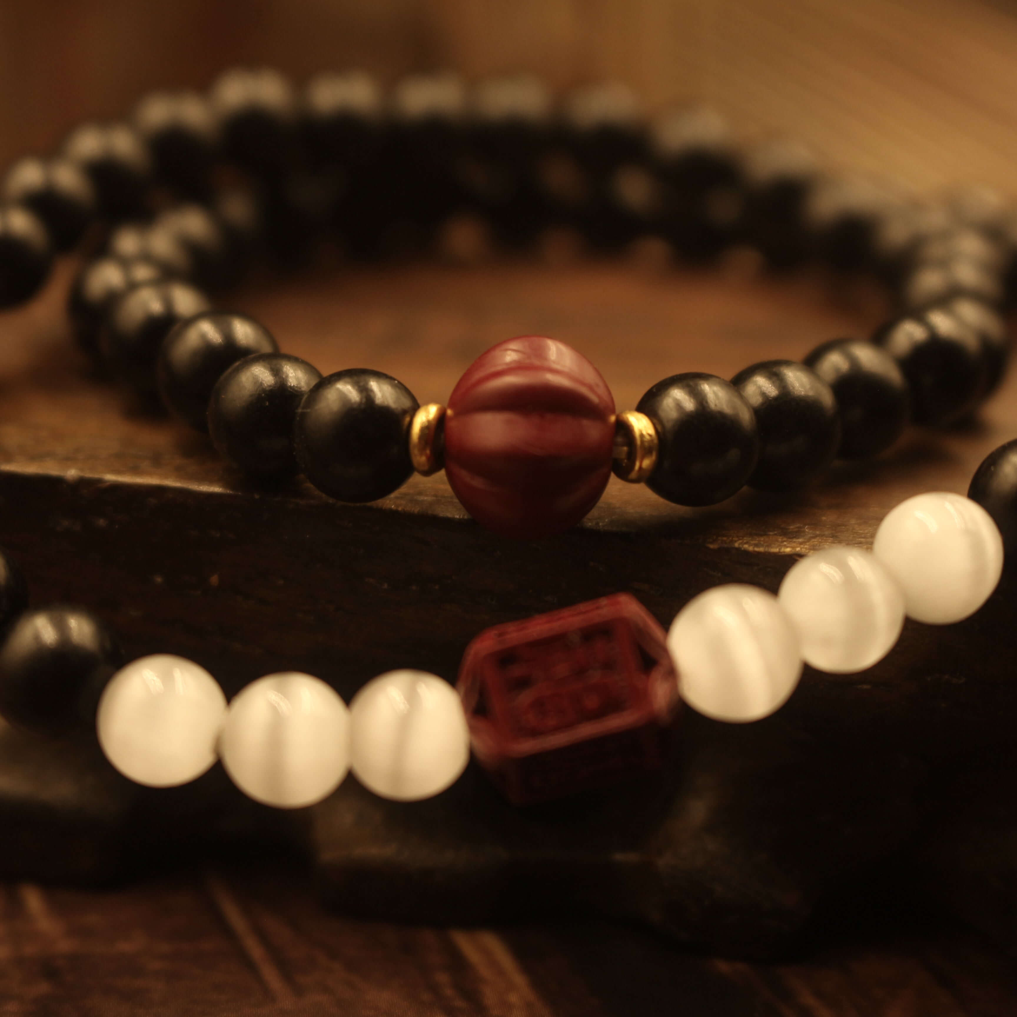 Ebony Double-Circle Bracelet-Protection & Insight