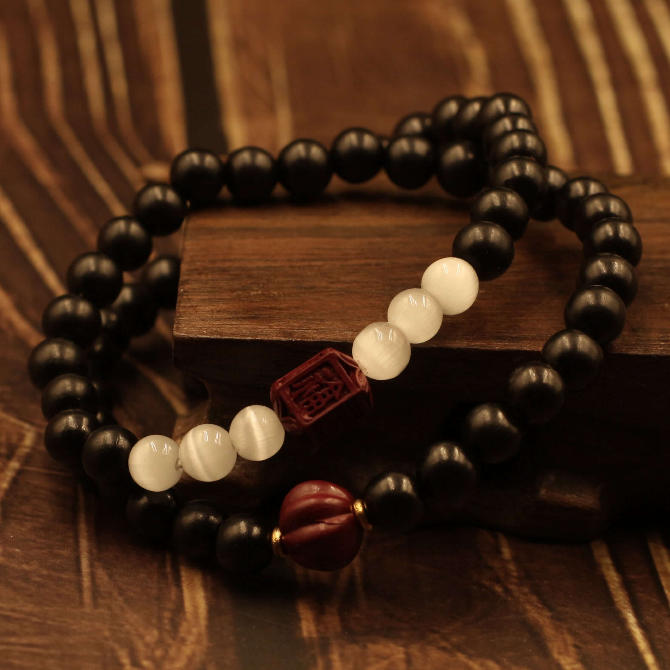 Ebony Double-Circle Bracelet-Protection & Insight