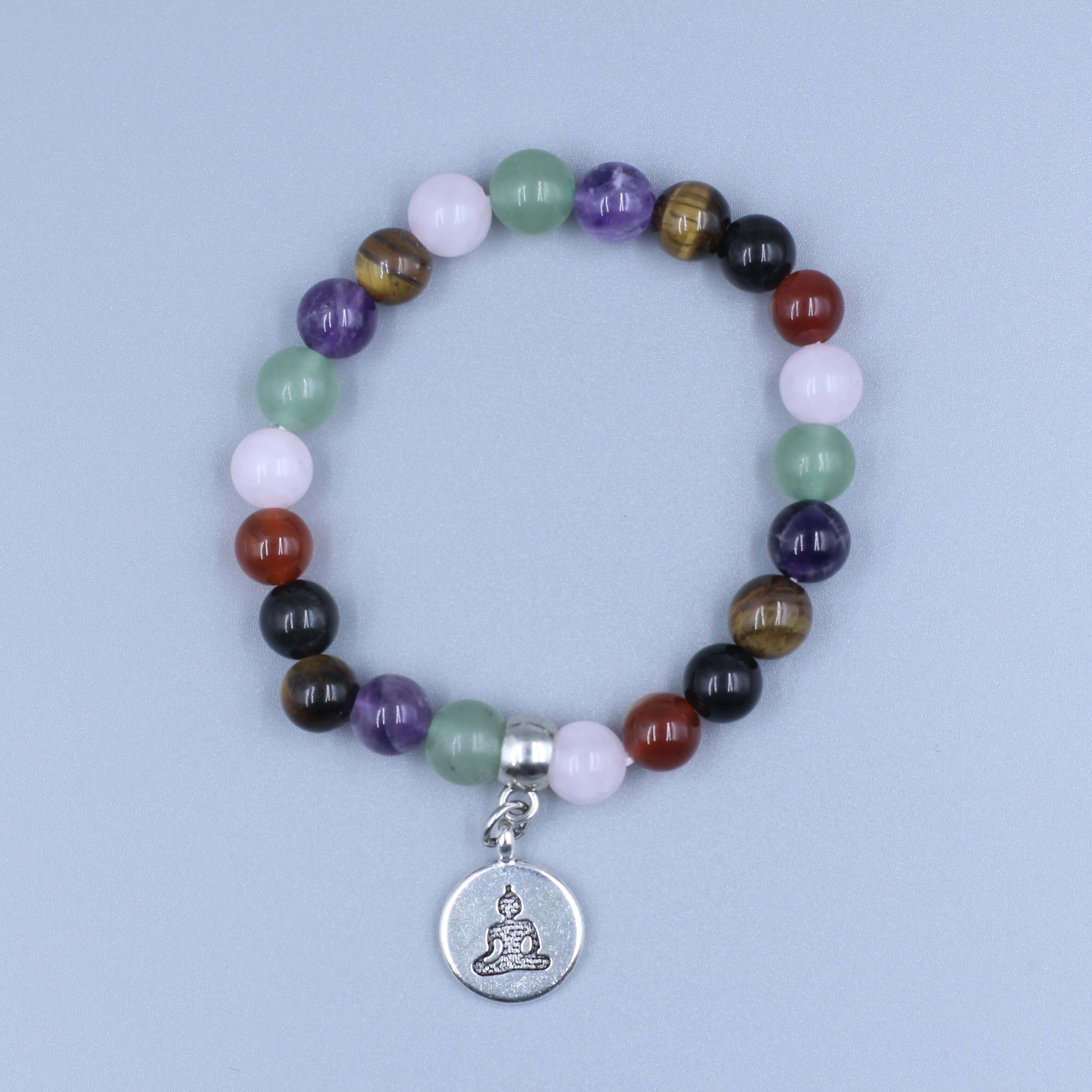 7 Chakra Healing Bracelet-Harmony & Balance with natural gemstones and Buddha charm for balancing and activating chakras.