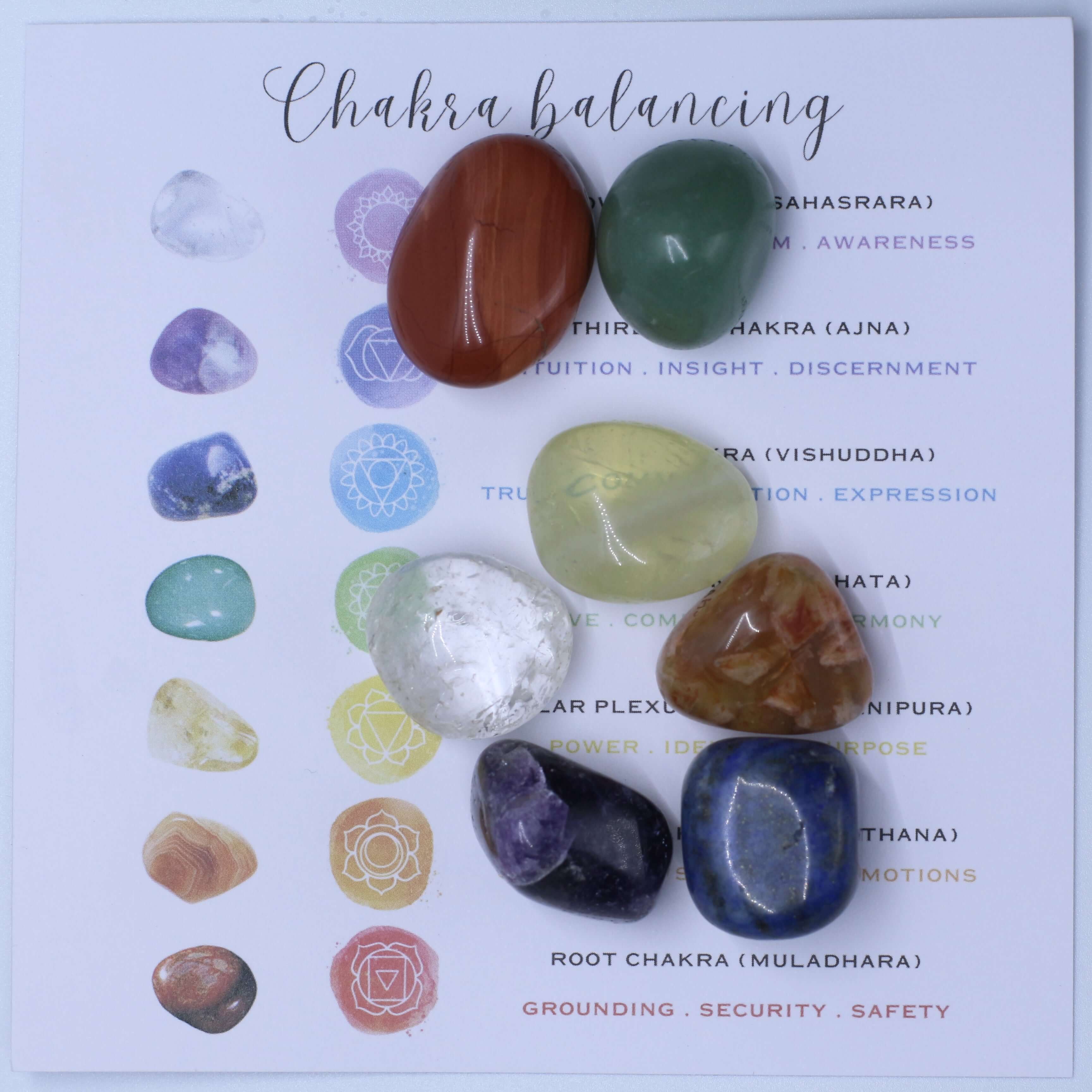 7 Chakra Healing Crystal Set- Balancing Body And Mind with 7 crystals as gift for family and friends