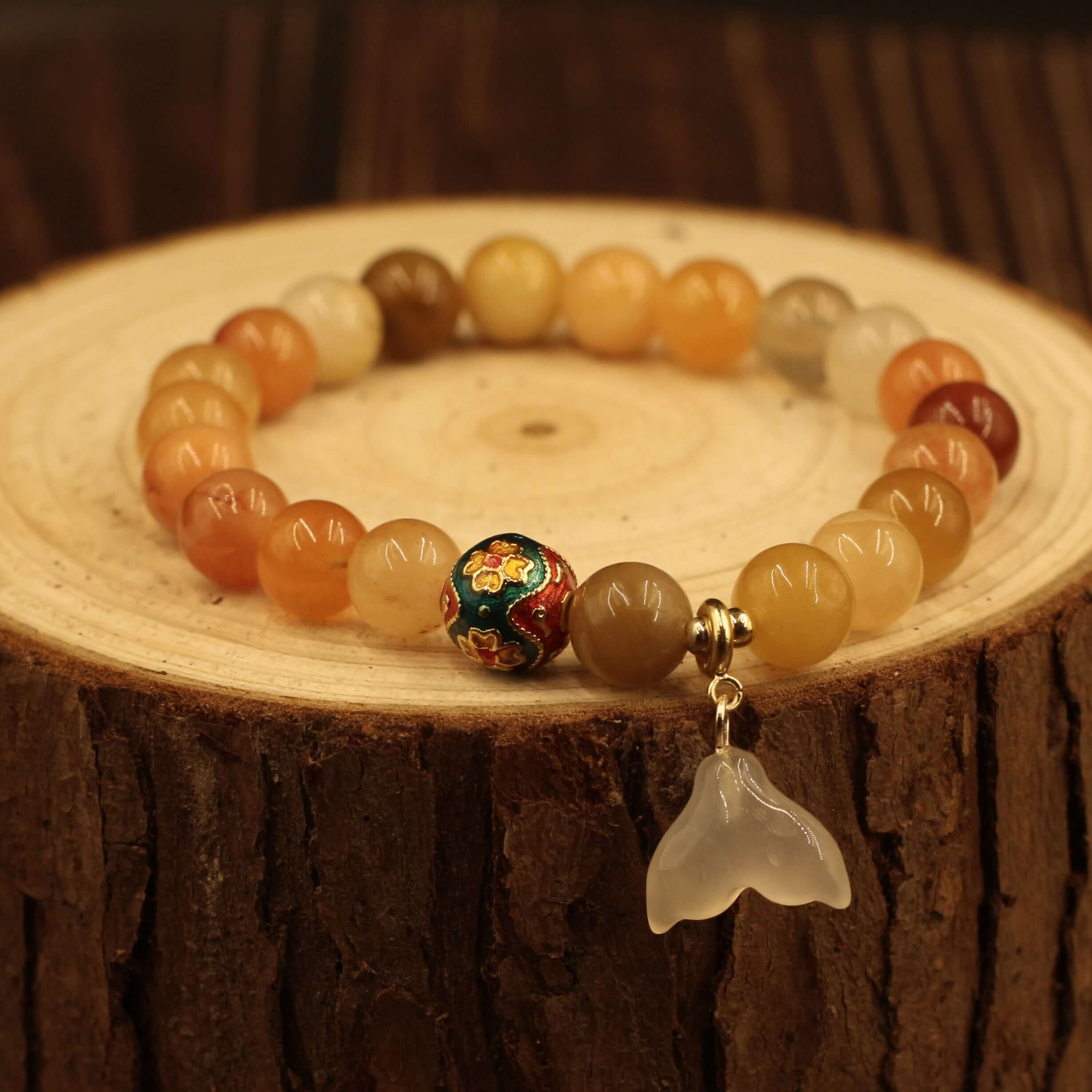 Gold Silk Jade Bracelet - Fishtail For Wealth in your life with Feng Shui