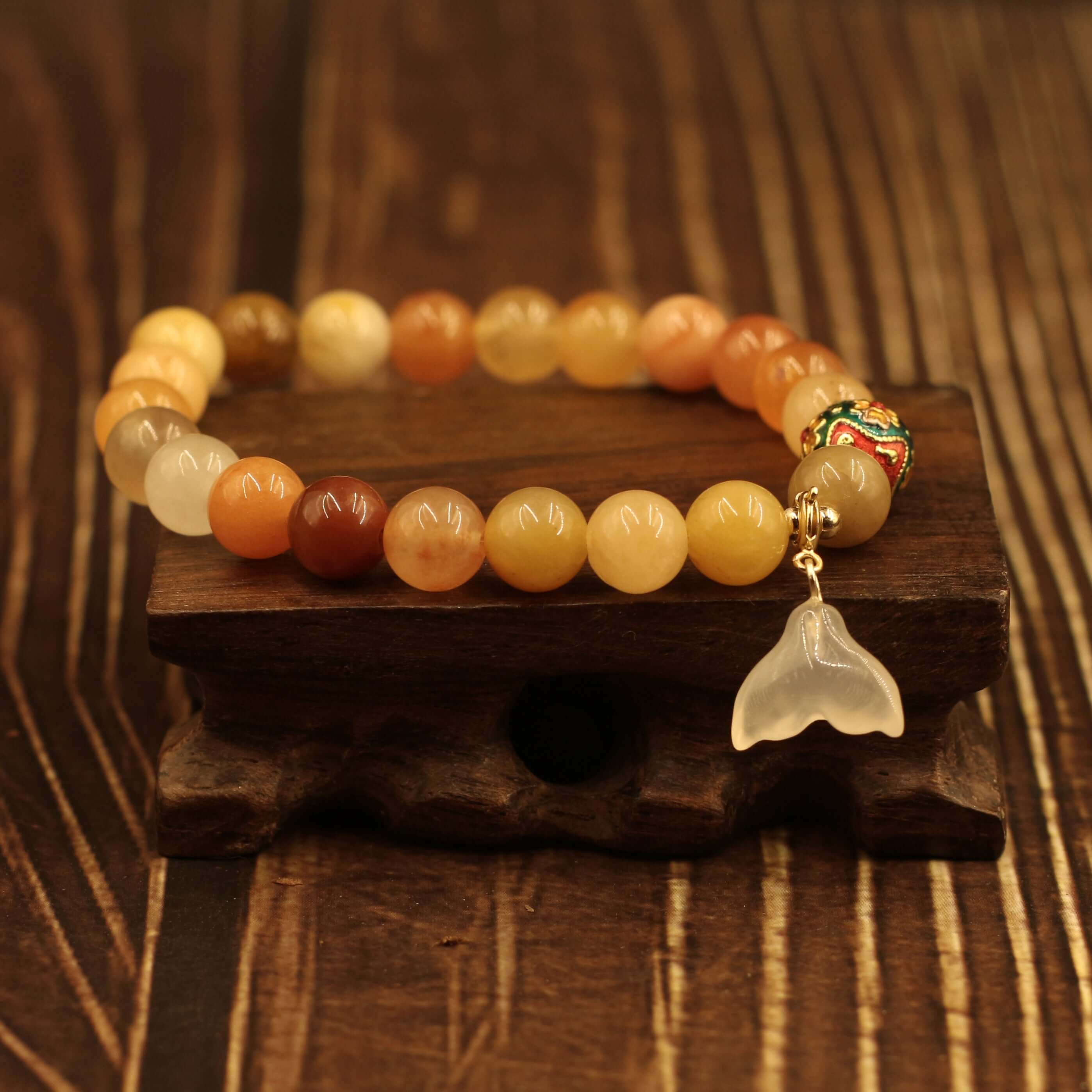 Gold Silk Jade Bracelet - Fishtail For Wealth in your life with Feng Shui