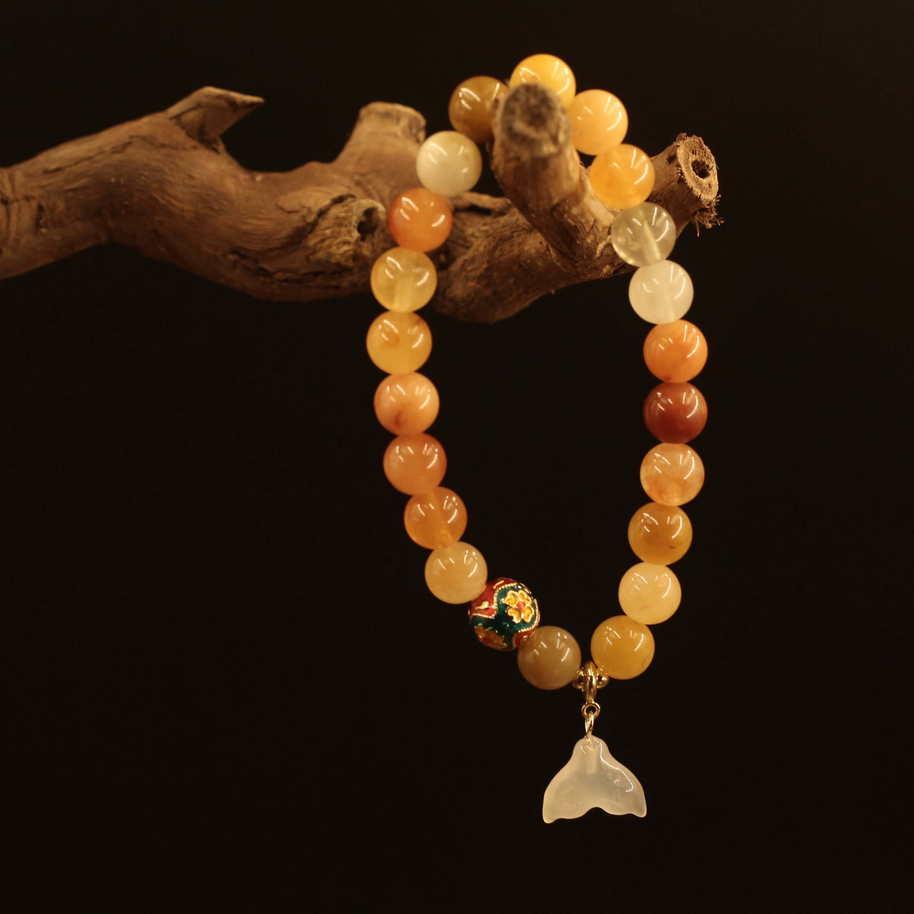 Gold Silk Jade Bracelet - Fishtail For Wealth in your life with Feng Shui