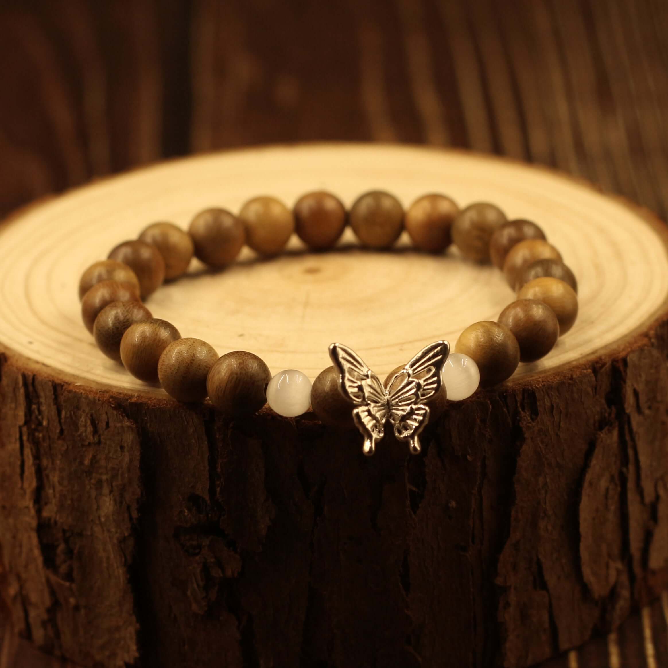 Green Sandalwood Butterfly Bracelet - Find New Power in your life with Feng Shui