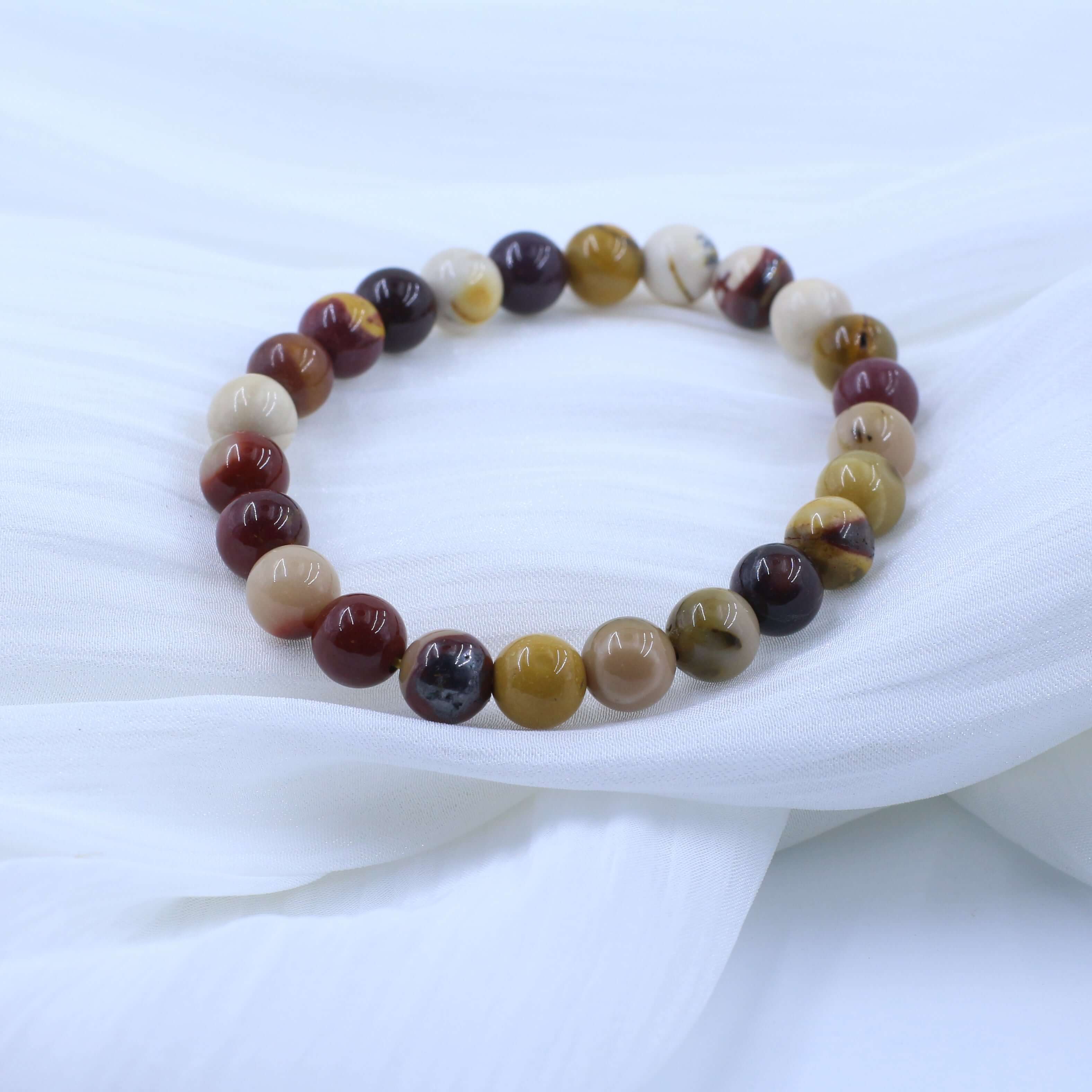 Warm Mookaite Bracelet - Confidence with vibrant, ever-changing colors for spiritual vitality and self-belief.