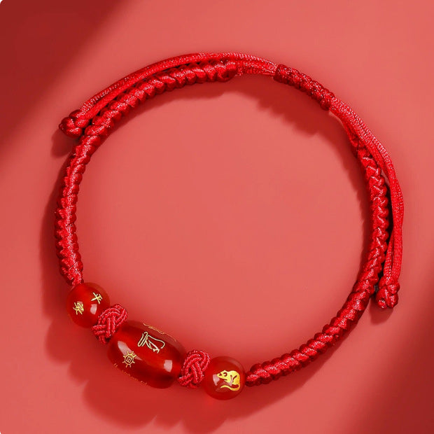 Chinese Zodiac Feng Shui Red String Lucky Bracelet - Tai Sui Amulet