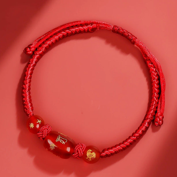 Chinese Zodiac Feng Shui Red String Lucky Bracelet - Tai Sui Amulet